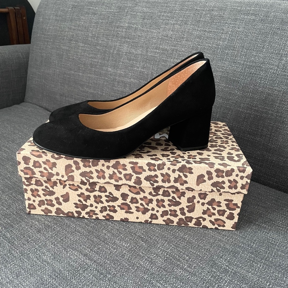 FSNY French Sole black suede pumps